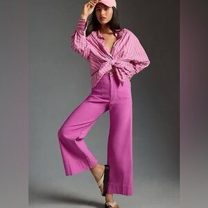 The Colette Linen Blend Crop Wide-Leg Pants by Maeve